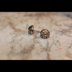 Authentic Pandora Earrings, Silver/14k Gold